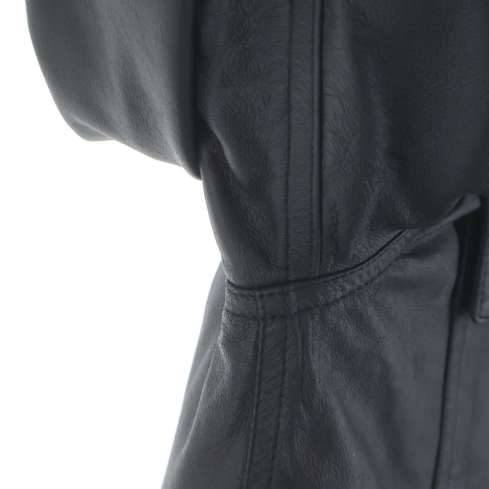 Rick Owens(リックオウエンス) SS21 PHLECITION レザー長袖シャツ ブラック RU21S6729-LP