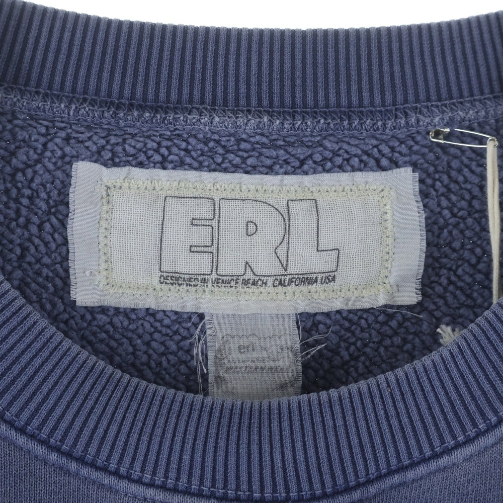 ERL(イーアールエル) Script Crewneck Knit ERL10T027 ロゴ刺繍 クルーネック長袖スウェットトレーナー パープル