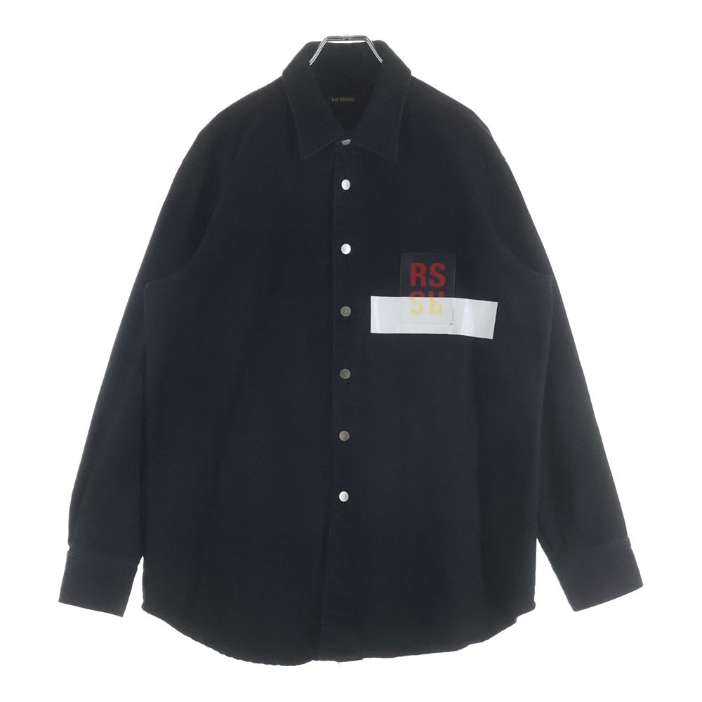 RAF SIMONS(ラフシモンズ) CARRY OVER DENIM SHIRT 172-241 RSパッチデニムジャケット テープロゴ 長袖シャツ ブラック
