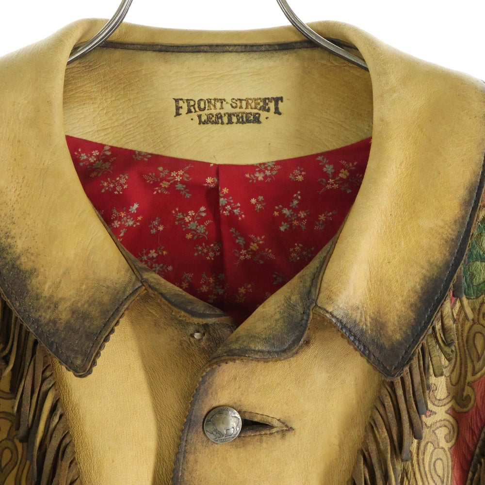 VINTAGE(ヴィンテージ) FRONT STREET (フロント ストリート) FRINGE LEATHER JACKET フリンジ レザー ジャケット ベージュ