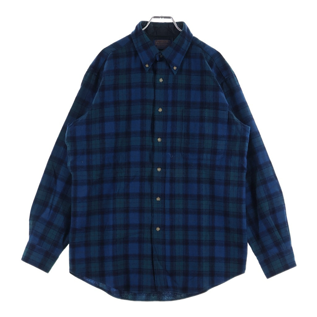 VINTAGE(ヴィンテージ) Vintage 70s Wool Check L/S shirt ヴィンテージ ウール チェック 長袖 シャツ ブルー×グリーン