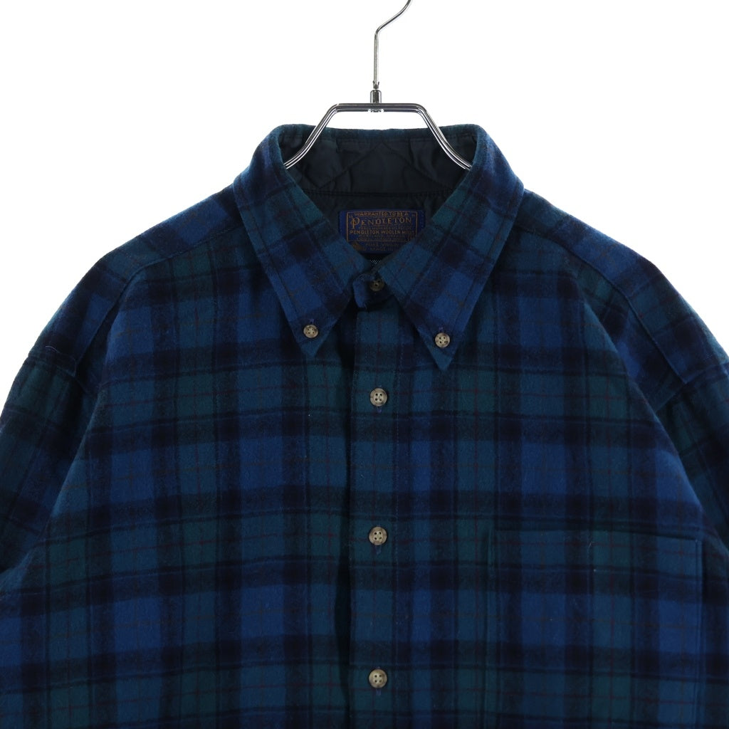 VINTAGE(ヴィンテージ) Vintage 70s Wool Check L/S shirt ヴィンテージ ウール チェック 長袖 シャツ ブルー×グリーン