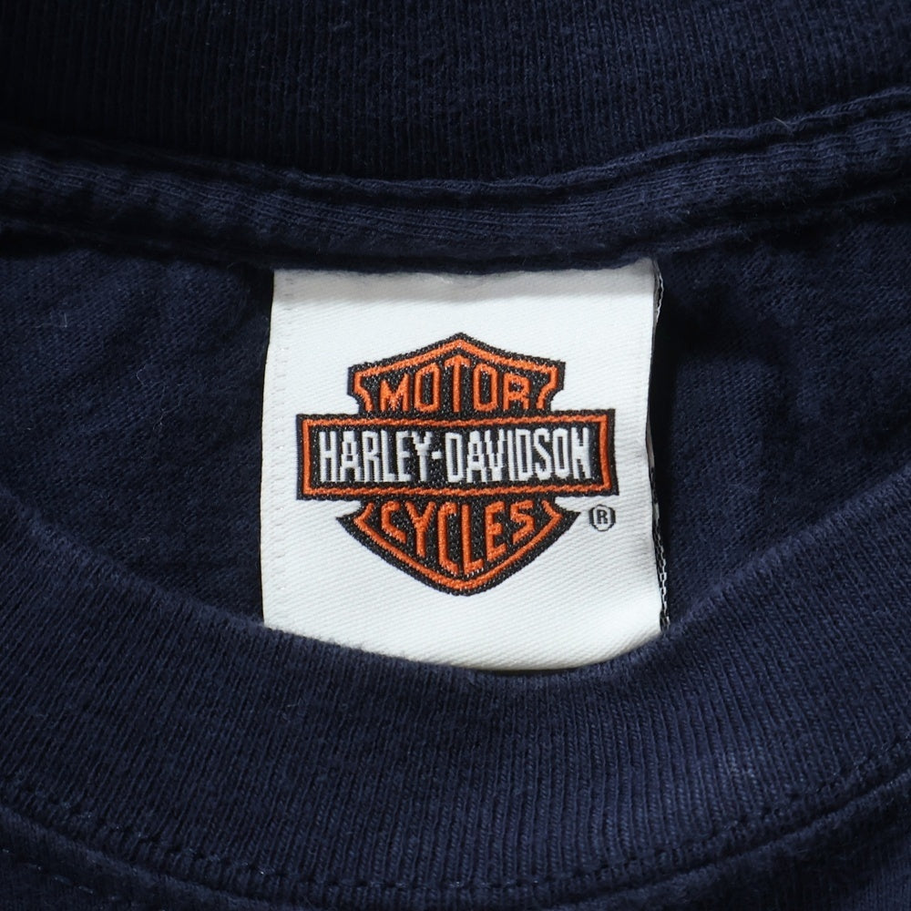HARLEY DAVIDSON(ハーレーダビッドソン) 00S BAR & SHILD BLUE FLAME DALES L/S TEE バー アンド シールド ブルーフレーム 長袖Tシャツ カットソー ネイビー