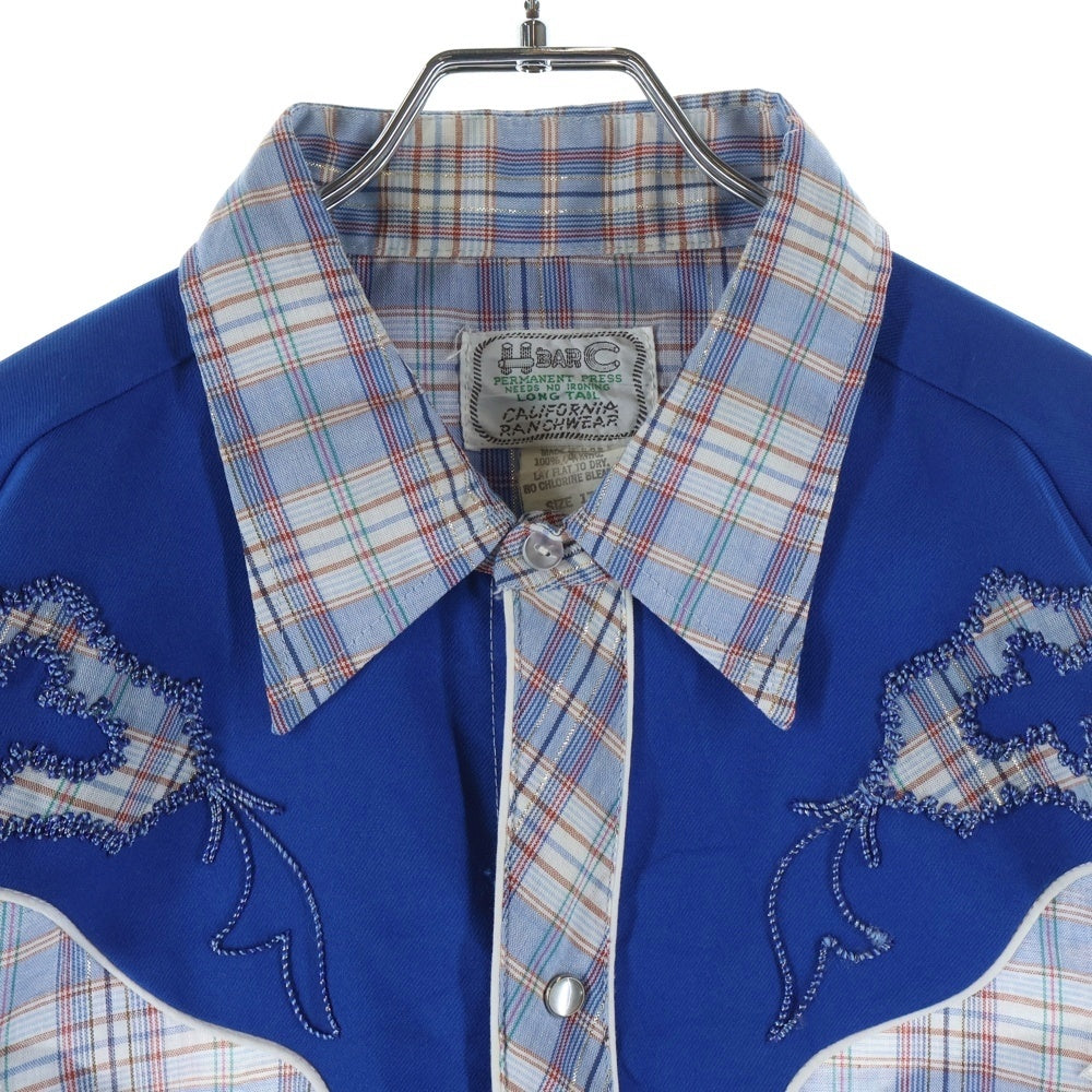 HBARC(エイチバーシー) 70s CHECK WESTERN L/S SHIRT ウェスタン 長袖シャツ ブルー/ホワイト/レッド