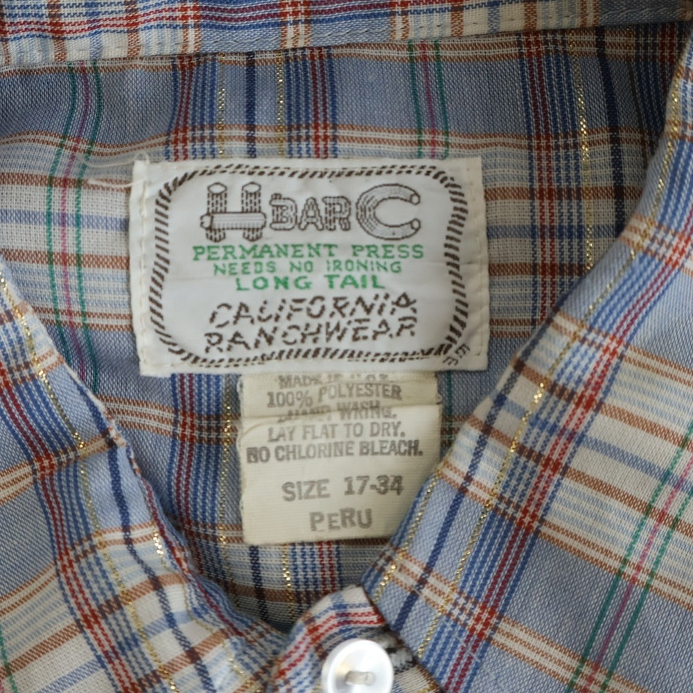 HBARC(エイチバーシー) 70s CHECK WESTERN L/S SHIRT ウェスタン 長袖シャツ ブルー/ホワイト/レッド