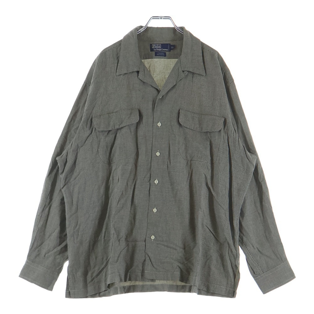 POLO RALPH LAUREN(ポロラルフローレン) STEWARD RAYON L/S SHIRT スチュワード レーヨン 千鳥格子 フラップポケット シャツ ベージュ/ブラック