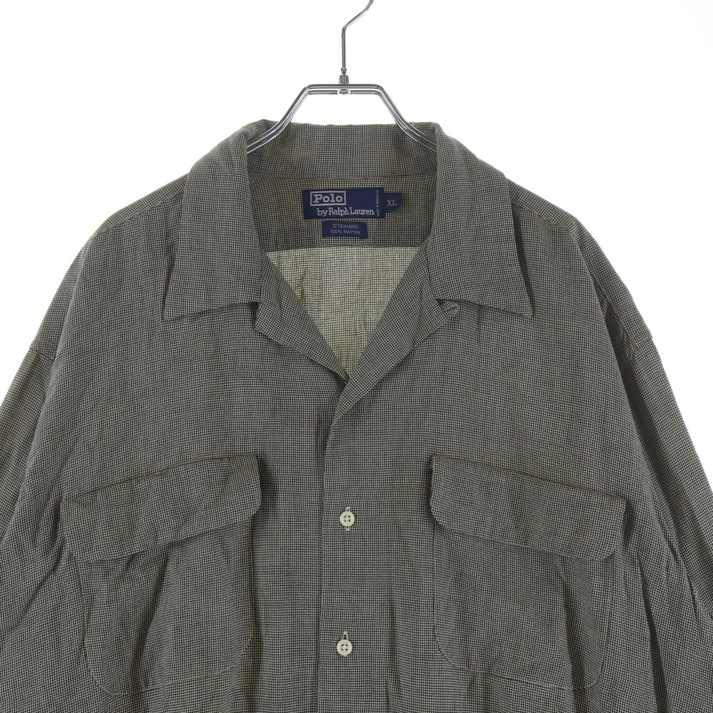 POLO RALPH LAUREN(ポロラルフローレン) STEWARD RAYON L/S SHIRT スチュワード レーヨン 千鳥格子 フラップポケット シャツ ベージュ/ブラック