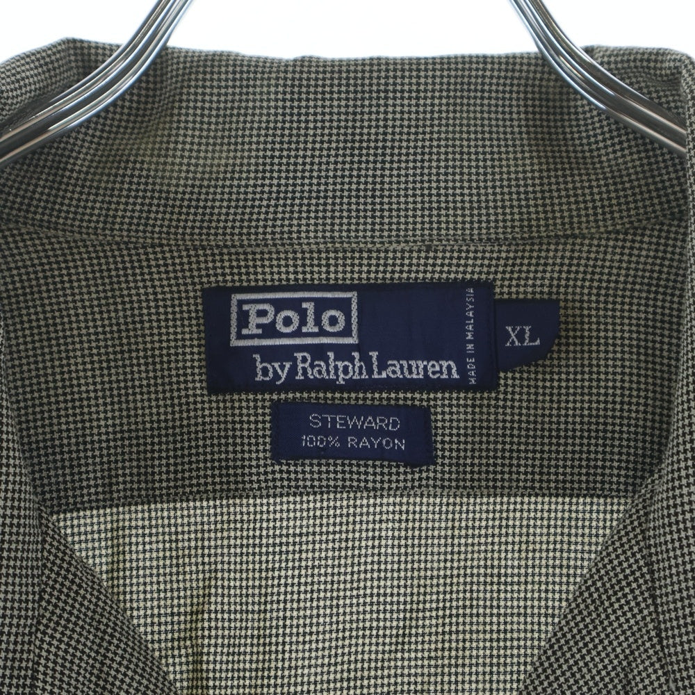 POLO RALPH LAUREN(ポロラルフローレン) STEWARD RAYON L/S SHIRT スチュワード レーヨン 千鳥格子 フラップポケット シャツ ベージュ/ブラック