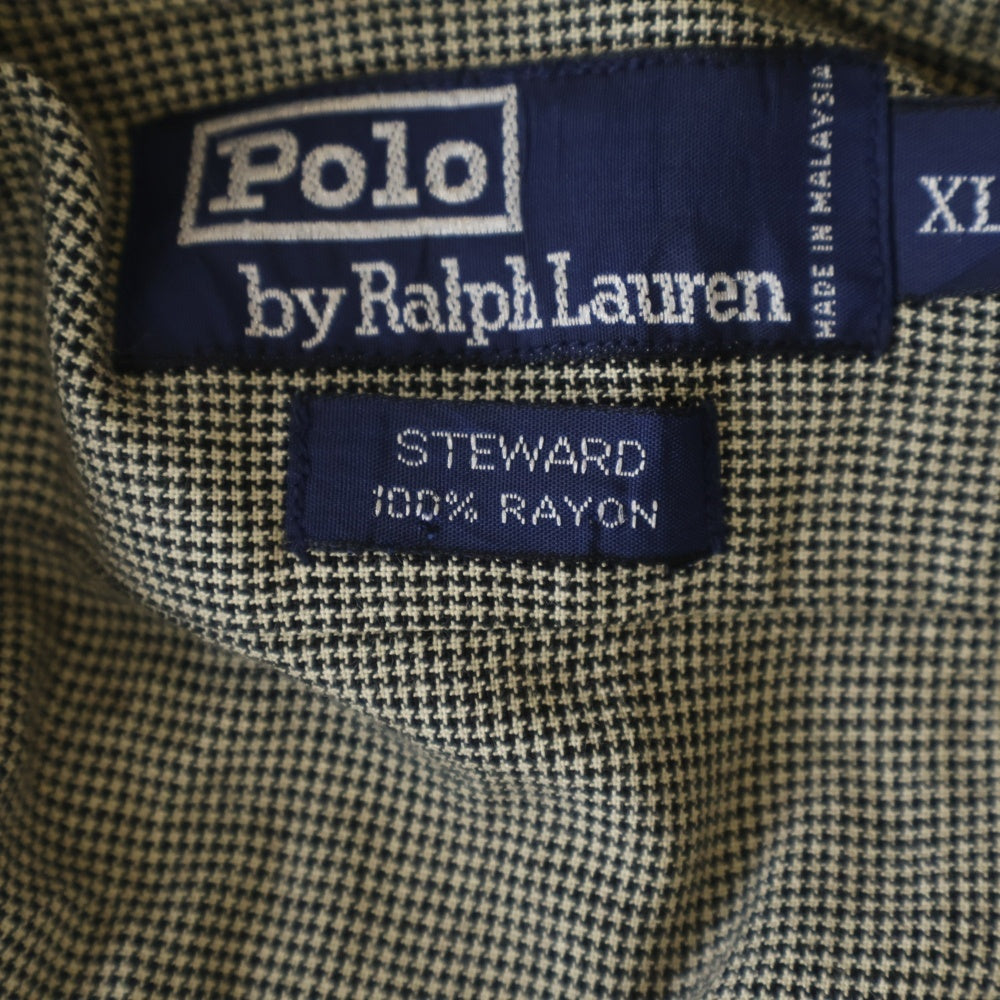 POLO RALPH LAUREN(ポロラルフローレン) STEWARD RAYON L/S SHIRT スチュワード レーヨン 千鳥格子 フラップポケット シャツ ベージュ/ブラック