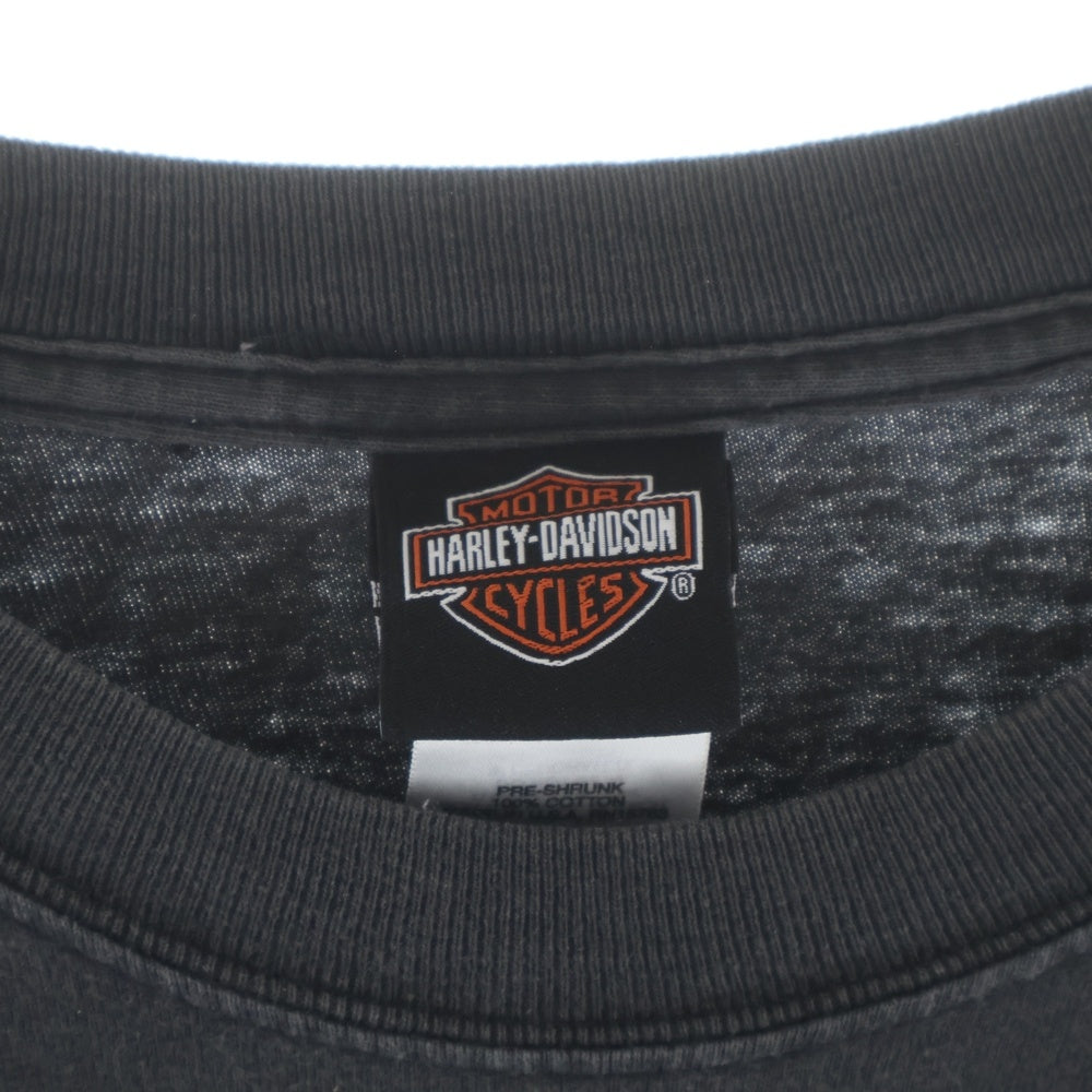 HARLEY DAVIDSON(ハーレーダビッドソン) 90-00S EAGLE FIRE PATTERN FLAME L/S TEE ALAMO CITY イーグル ファイヤーパターン フレーム 長袖Tシャツ カットソー ブラック
