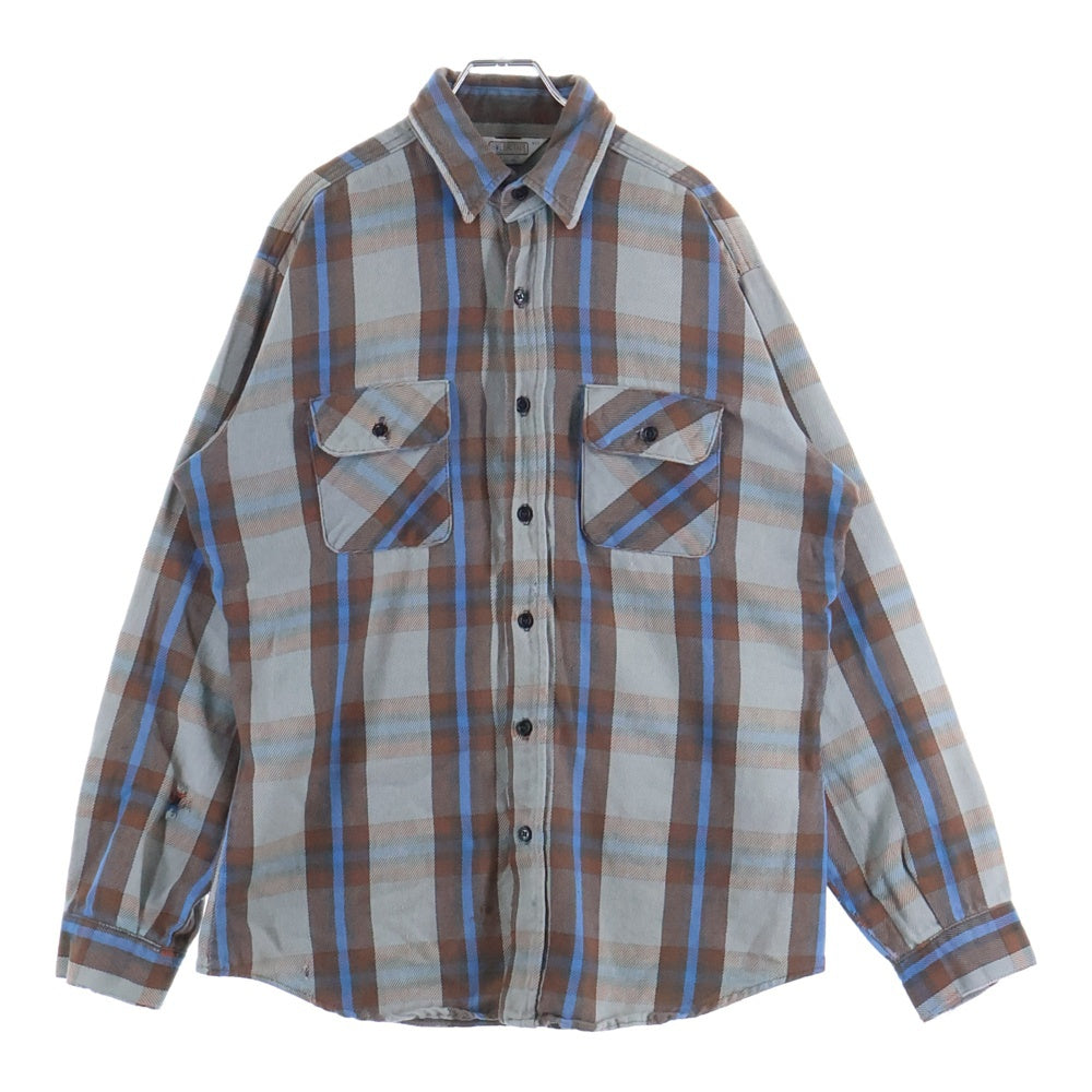 FIVE BROTHERS(ファイブブラザー) 70-80S FLANNEL CHECK L/S SHIRT コットン チェック 長袖 ネルシャツ ブラウン/ブルー/グレー