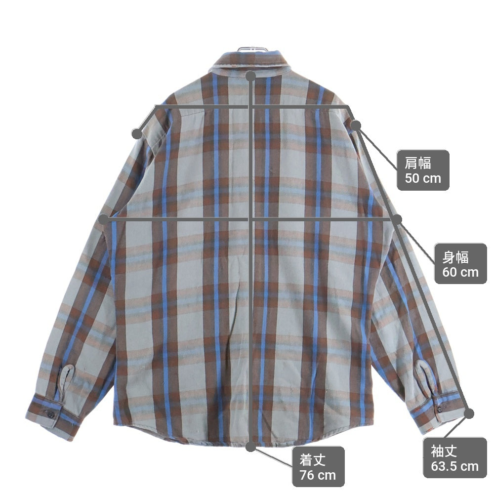 FIVE BROTHERS(ファイブブラザー) 70-80S FLANNEL CHECK L/S SHIRT コットン チェック 長袖 ネルシャツ ブラウン/ブルー/グレー