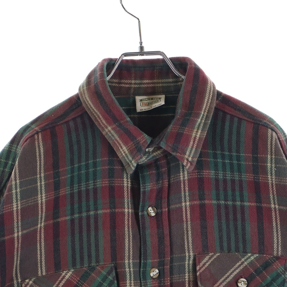 FIVE BROTHERS(ファイブブラザー) 90S FLANNEL CHECK L/S SHIRT コットン チェック 長袖 ネルシャツ レッド/グリーン/ブラック