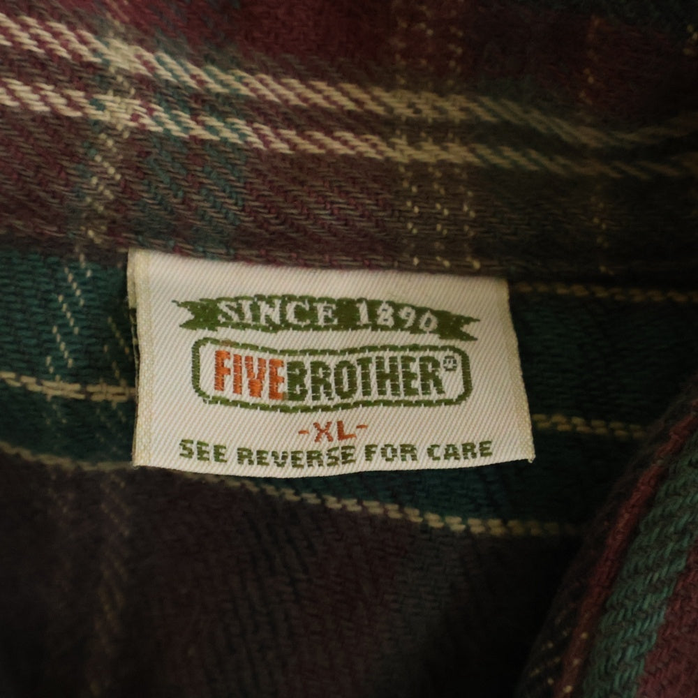 FIVE BROTHERS(ファイブブラザー) 90S FLANNEL CHECK L/S SHIRT コットン チェック 長袖 ネルシャツ レッド/グリーン/ブラック