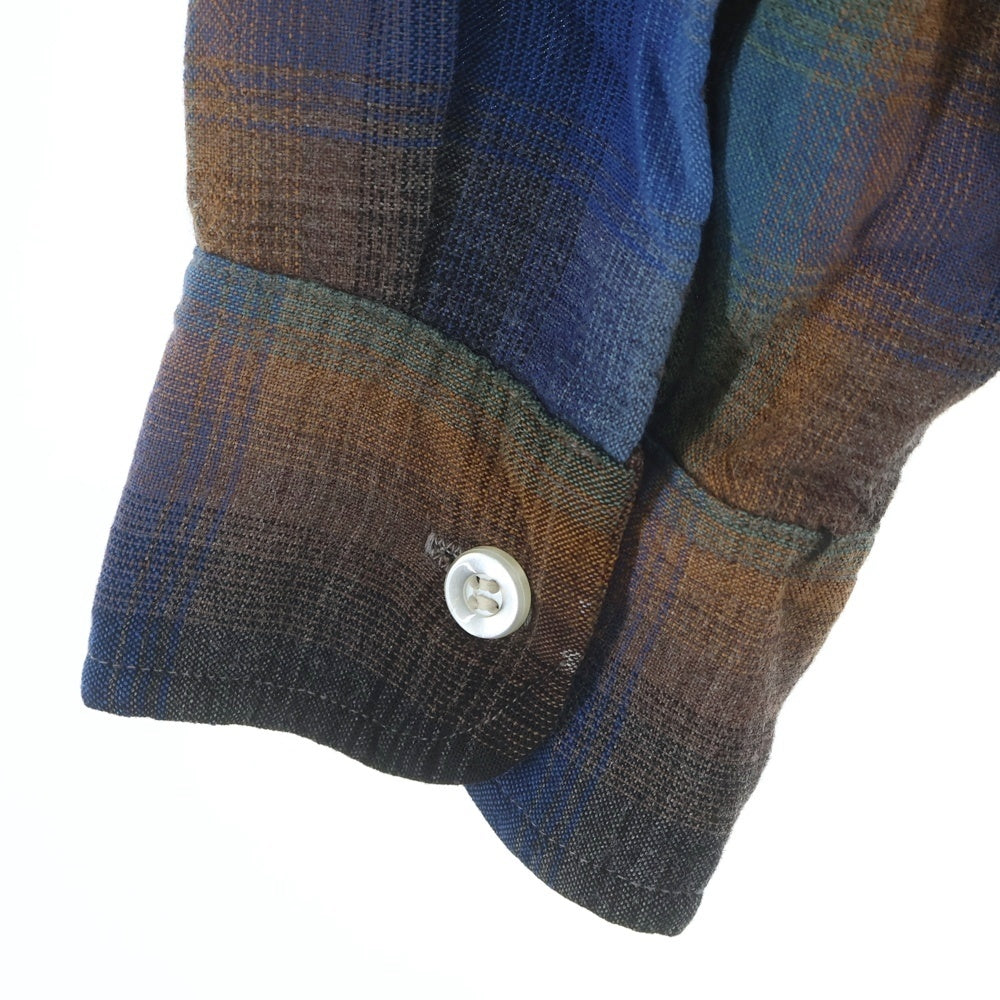 PENNEYS TOWNCRAFT(ぺニーズタウンクラフト) 60s PLUS OMBRE CHECK RAYON SHIRT プラス オンブレチェック レーヨン 長袖シャツ ブルー/ブラック/ブラウン