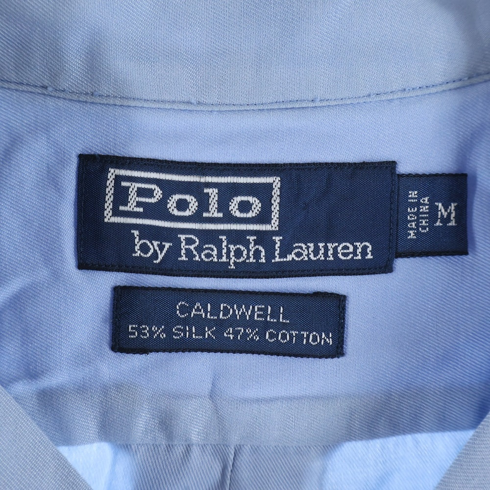 POLO RALPH LAUREN(ポロラルフローレン) CALDWELL SILK COTTON OPEN COLOR S/S SHIRT シルク コットン オープンカラー 開襟 半袖シャツ ブルー