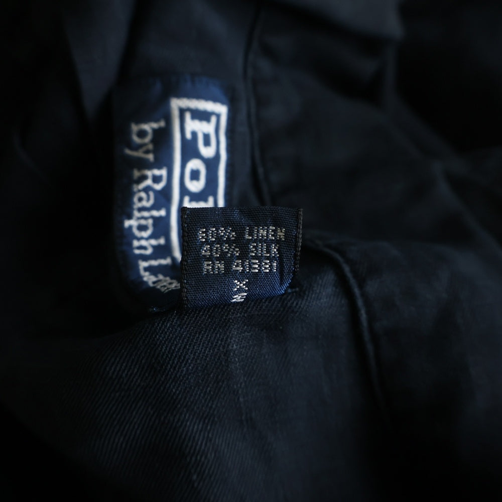 POLO RALPH LAUREN(ポロラルフローレン) CALDWELL SILK LINEN OPEN COLOR S/S SHIRT シルク リネン オープンカラー 開襟 半袖シャツ ブラック