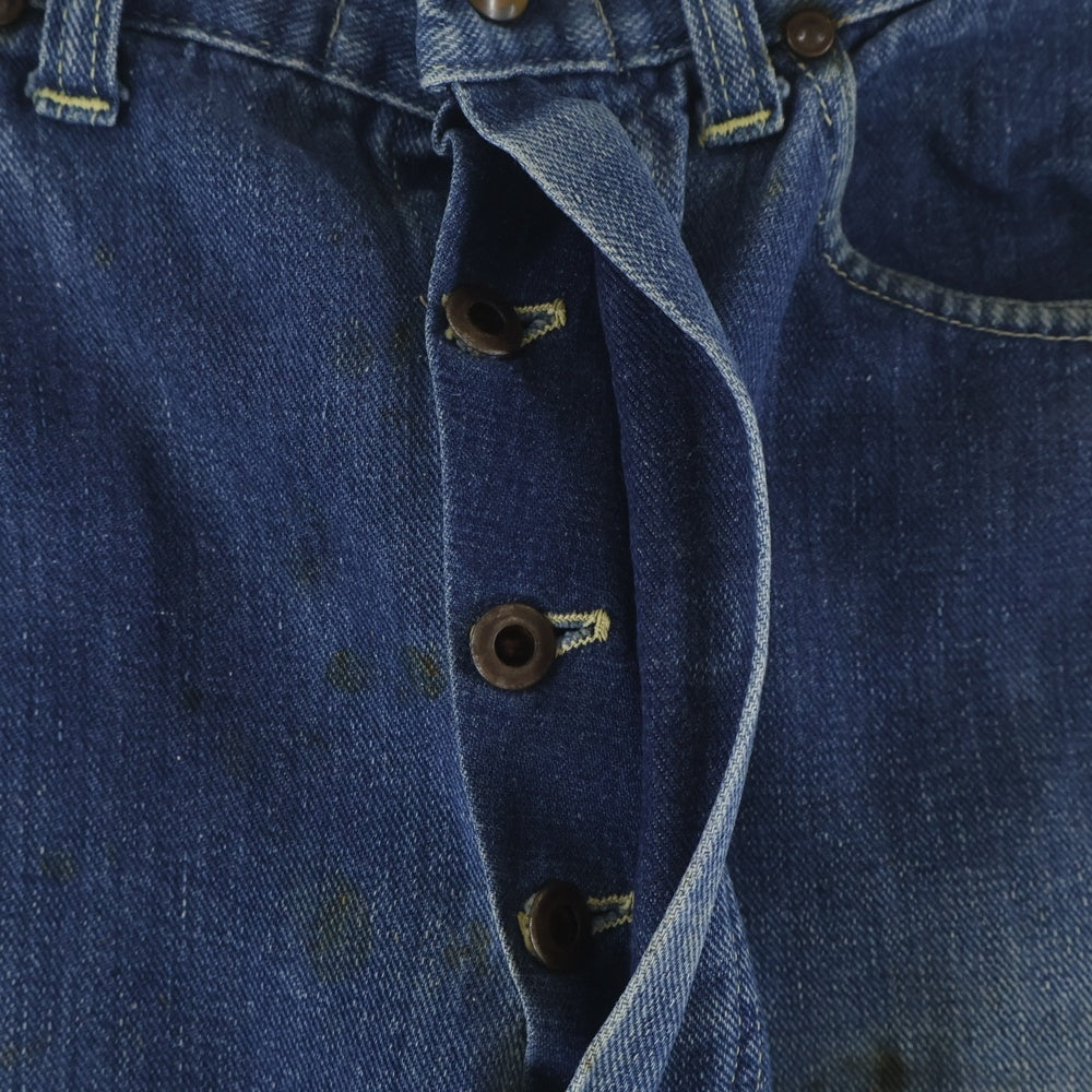 VINTAGE(ヴィンテージ) 20-30S DENIM PAINTER PANTS 股リベット コインポケット赤耳 ドーナツボタン オールイエローステッチ デニム ペインター パンツ インディゴ