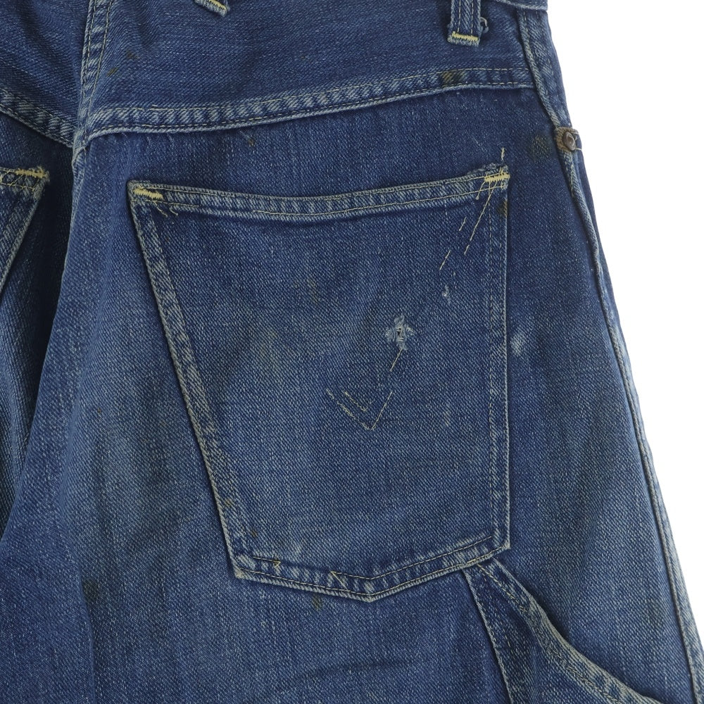 VINTAGE(ヴィンテージ) 20-30S DENIM PAINTER PANTS 股リベット コインポケット赤耳 ドーナツボタン オールイエローステッチ デニム ペインター パンツ インディゴ