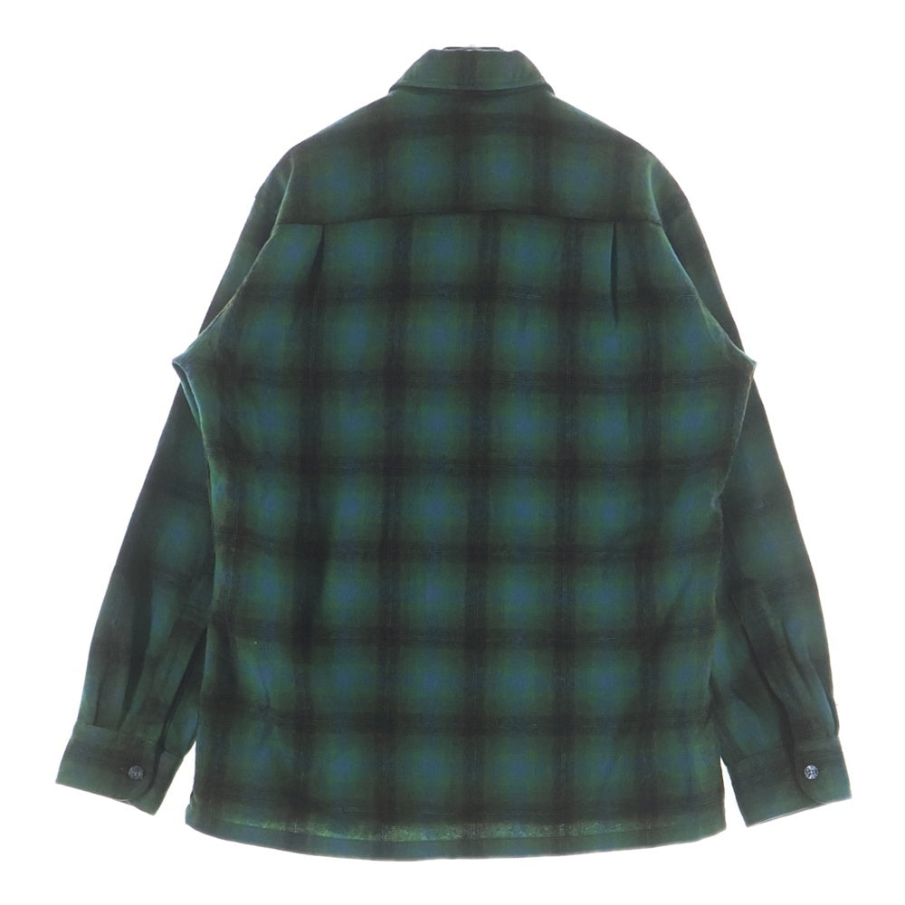 PENNEYS TOWNCRAFT(ぺニーズタウンクラフト) 60-70S WOOL CHECK OPEN COLOR L/S SHIRT 開襟 チェック 長袖シャツ グリーン/ブラウン/ブルー