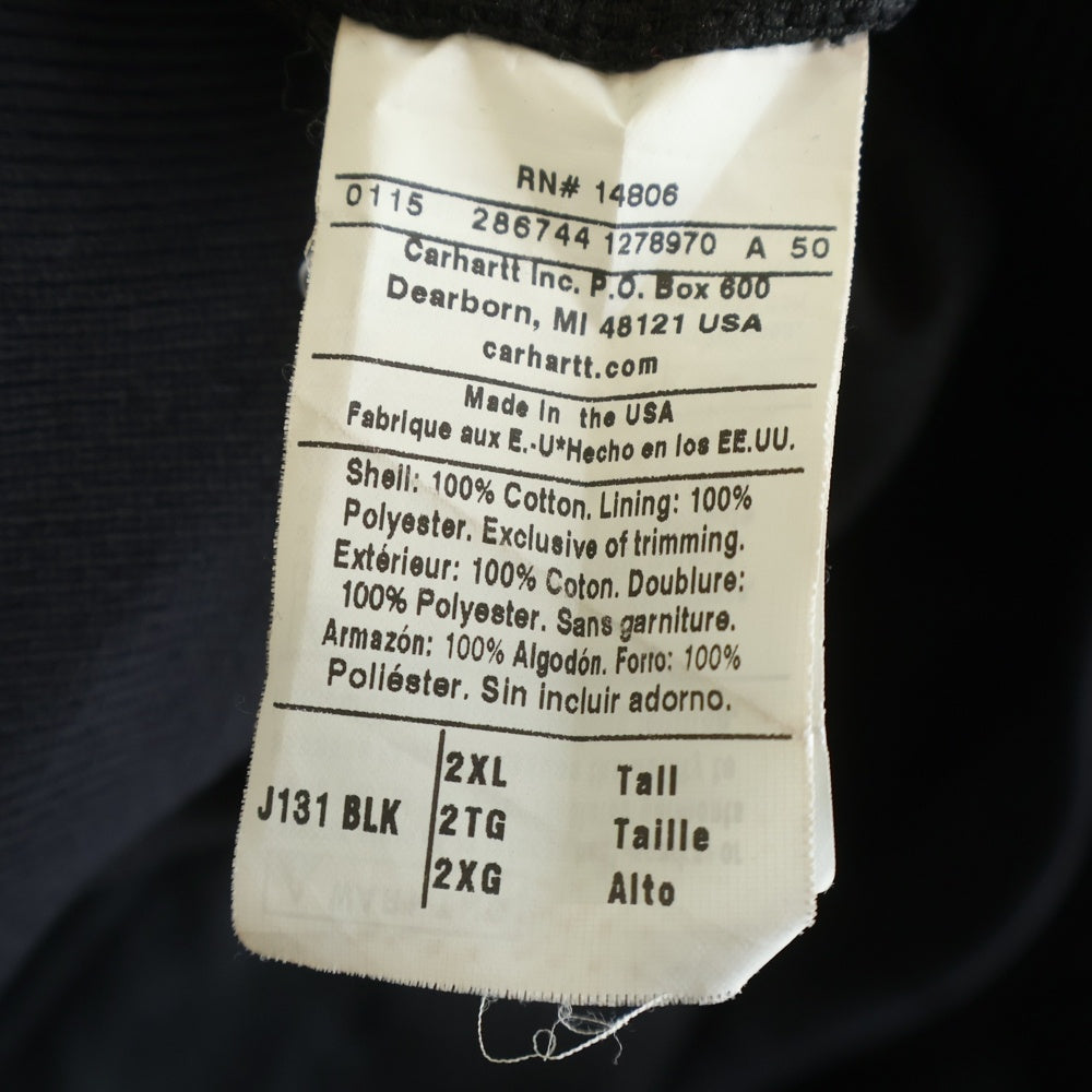 CARHARTT(カーハート) 10S ACTIVE JACKET USA製 アクティブジャケット ブラック J131 BLK