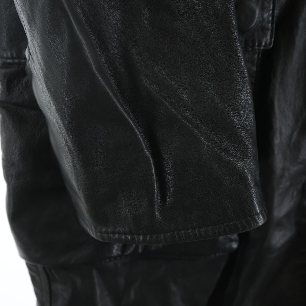 HELMUT LANG(ヘルムートラング) ARCHIVE LEATHER HOODED COAT JACKET アーカイブ レザー フード コート ラウンドジップ ジャケット ブラック 806HM425