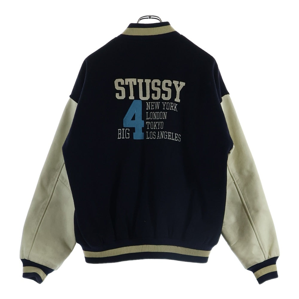 STUSSY(ステューシー) 90S BIG 4 VARSITY STADIUM JACKET 紺タグ ビッグ4 バーシティ スタジアム ジャケット WPL10075 ブラック/ブルー