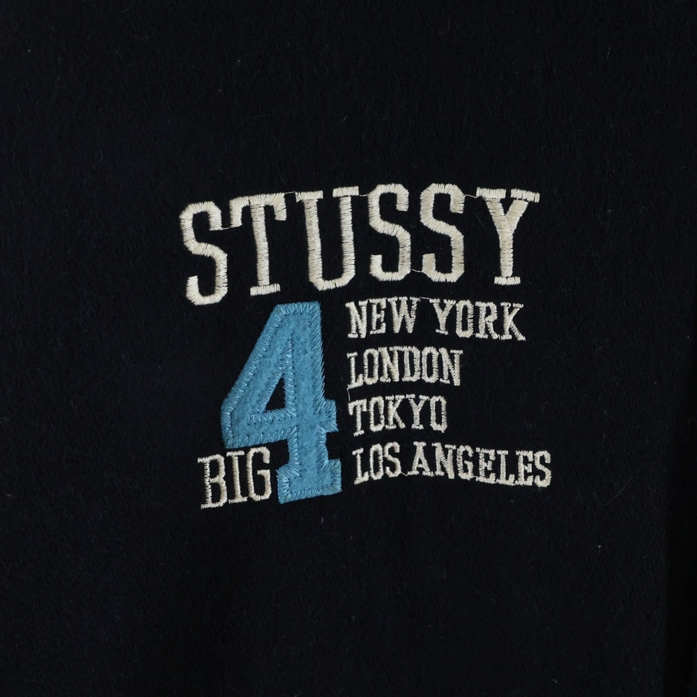 STUSSY(ステューシー) 90S BIG 4 VARSITY STADIUM JACKET 紺タグ ビッグ4 バーシティ スタジアム ジャケット WPL10075 ブラック/ブルー
