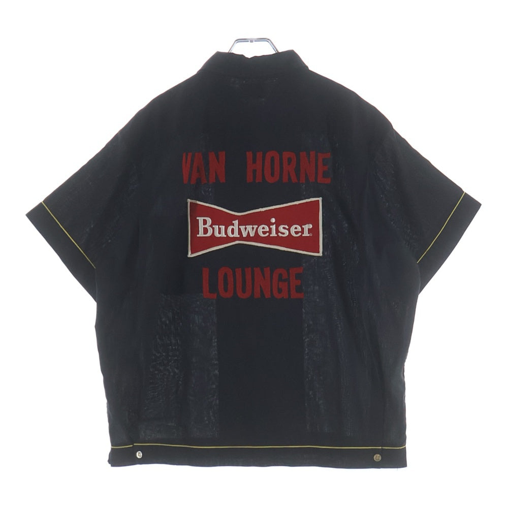 VINTAGE(ヴィンテージ) 50-60S HILTON RAYON BOWLING SHIRTS 刺繍 バドワイザー ボーリングシャツ ブラック