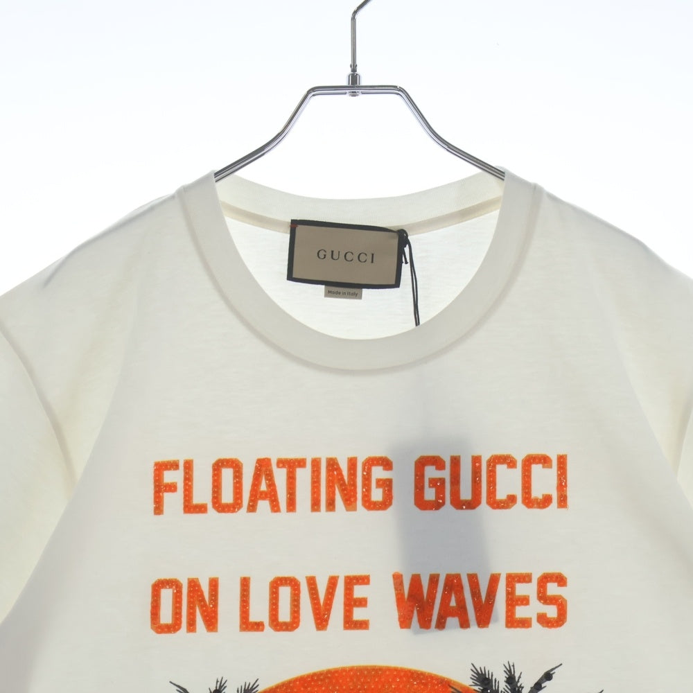 GUCCI(グッチ) Palm Tree Sequin 615044 パームツリー スパンコール 半袖Tシャツ ホワイト