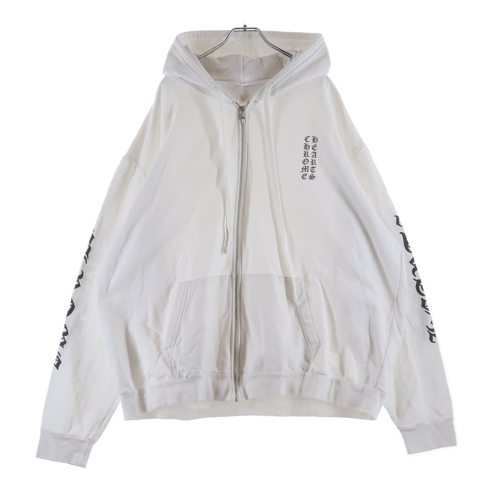 CHROME HEARTS クロムハーツ Vertical Arm Logo Zip Up Hoodie バーティカルアームロゴ ジップアップフーディー パーカー ホワイト CHROME HEARTS(クロムハーツ) Vertical Arm Logo Zip Up Hoodie