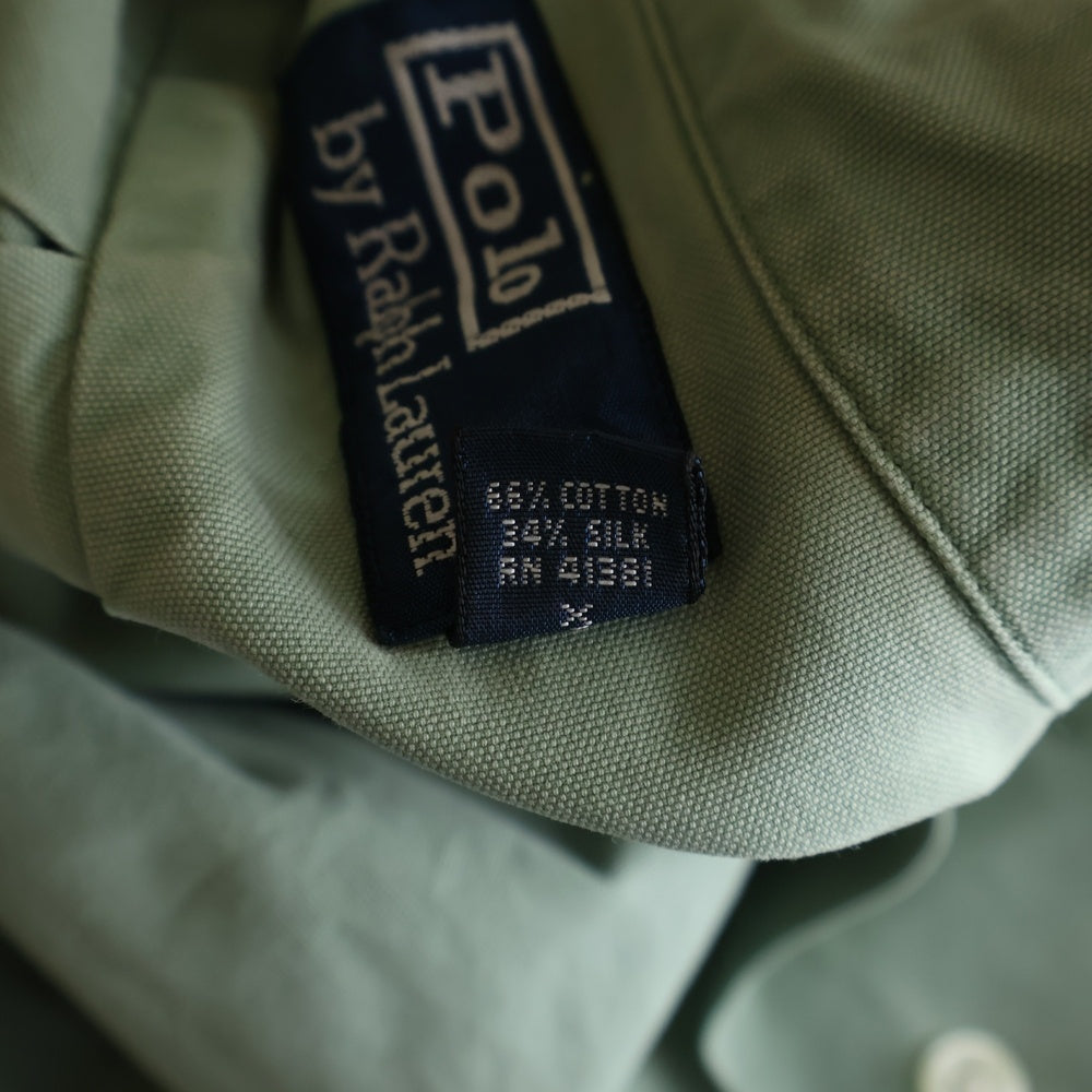 POLO RALPH LAUREN(ポロラルフローレン) COTTON SILK OPEN COLLAR S/S SHIRT コットン シルク オープンカラー 半袖シャツ グリーン