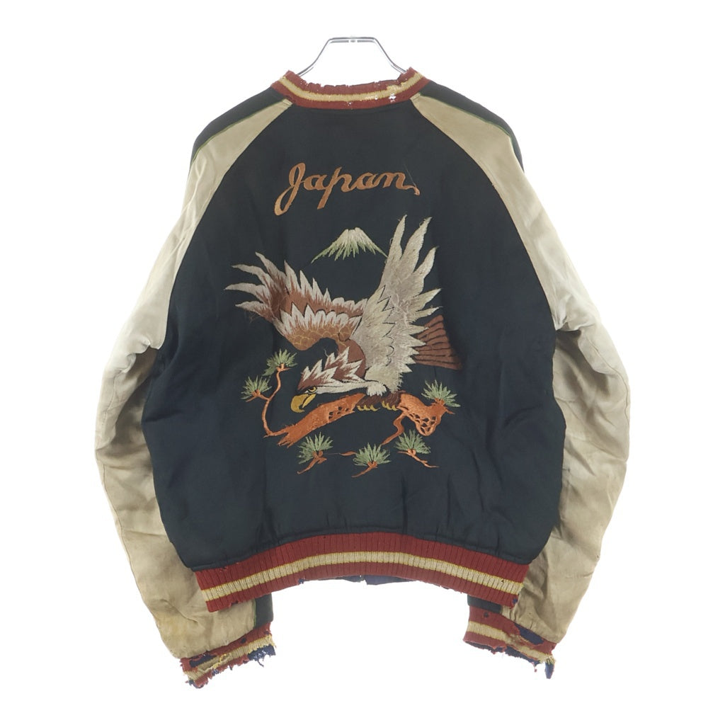 VINTAGE(ヴィンテージ) 50S Souvenir Jacket 虎 鷹 中綿入り T.T.S ZIP ブラック/ブルー
