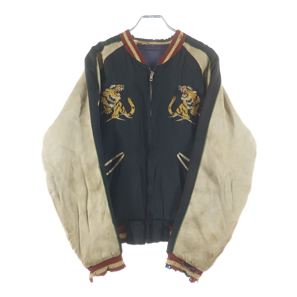 VINTAGE(ヴィンテージ) 50S Souvenir Jacket 虎 鷹 中綿入り T.T.S ZIP ブラック/ブルー