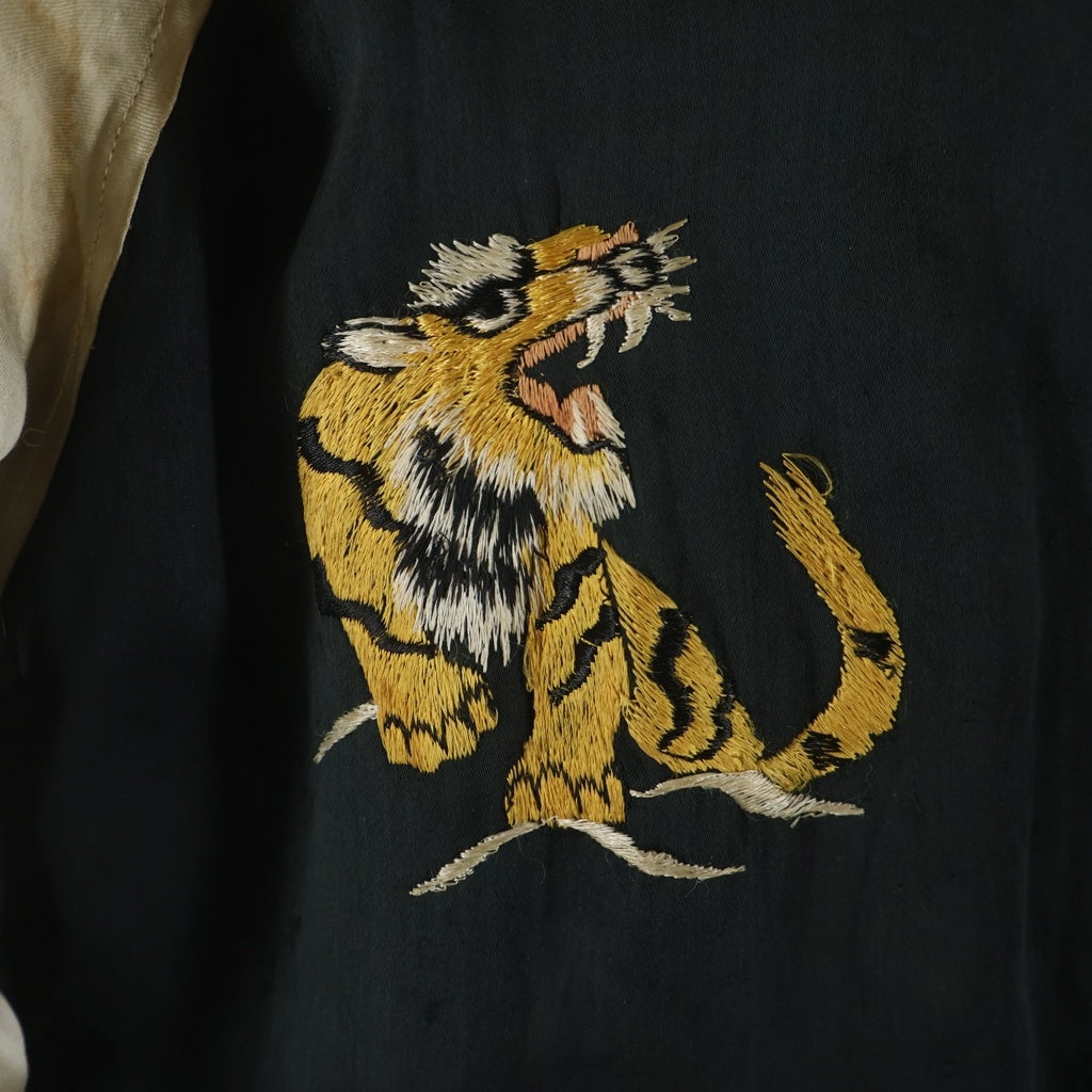 VINTAGE(ヴィンテージ) 50S Souvenir Jacket 虎 鷹 中綿入り T.T.S ZIP ブラック/ブルー
