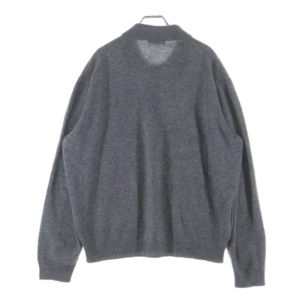miumiu(ミュウミュウ) Logo Embroidered Cashmere Polo Knit Sweater カシミヤニット 長袖ポロシャツ グレー
