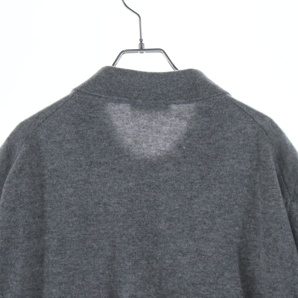 miumiu(ミュウミュウ) Logo Embroidered Cashmere Polo Knit Sweater カシミヤニット 長袖ポロシャツ グレー