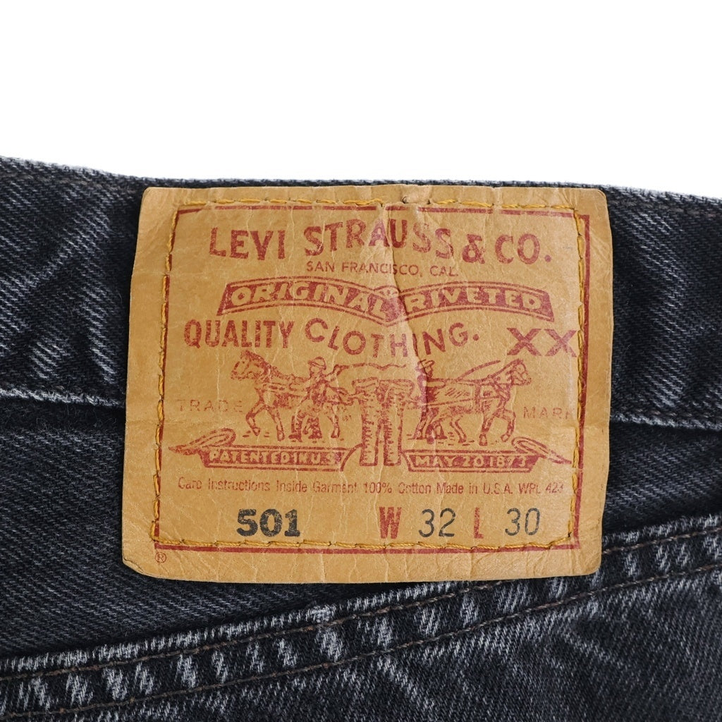 Levi's(リーバイス) 90S 501 CUT OFF 後染め ボタン裏刻印522 スモールe デニムパンツ ブラック