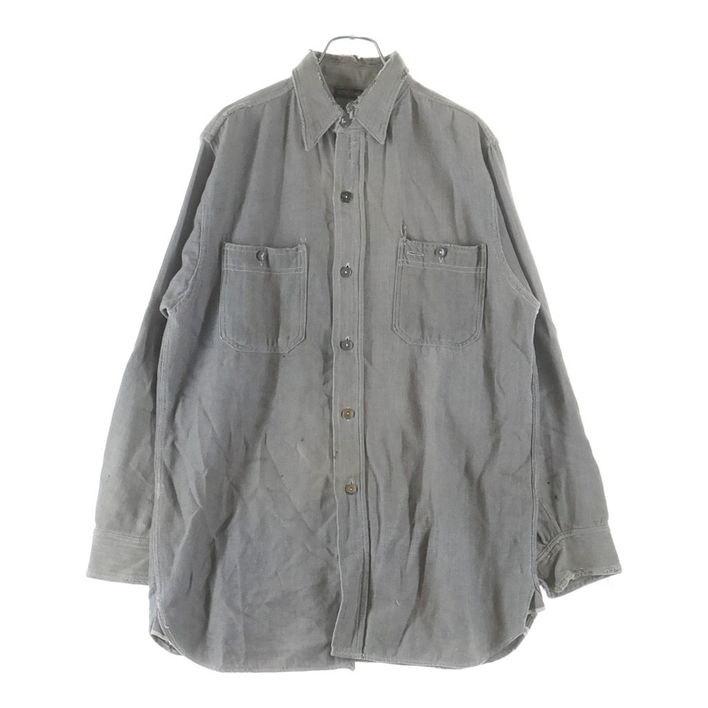 VINTAGE(ヴィンテージ) 30-40S MONTGOMERY WARD CHAMBRAY WORK SHIRT マチ 耳付き シャンブレー ワーク シャツ ブラック