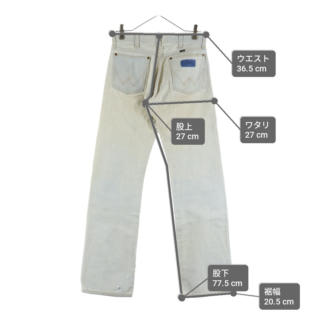 Wrangler(ラングラー) 70-80S 13MWZ SCOVILL ZIP ブリーチ加工 デニムパンツ ホワイト