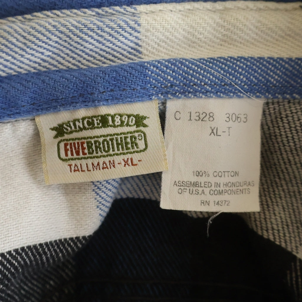 FIVE BROTHERS(ファイブブラザー) 90S FLANNEL CHECK L/S SHIRT フランネルチェック長袖シャツ ブラック/ブルー/ホワイト