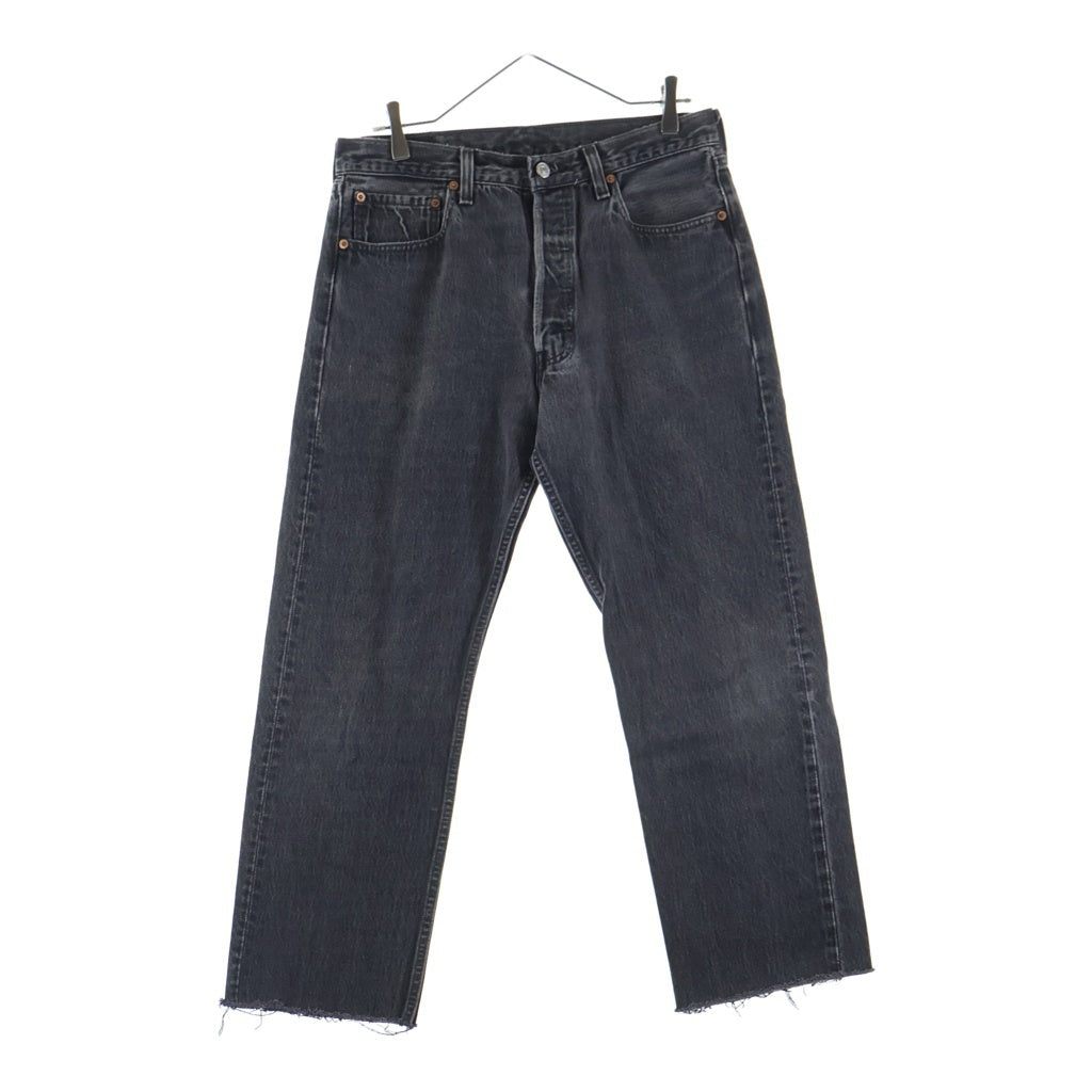 Levi's(リーバイス) 90S 501 ボタン裏刻印522 スモールe 後染め USA製 カットオフ デニムパンツ ブラック