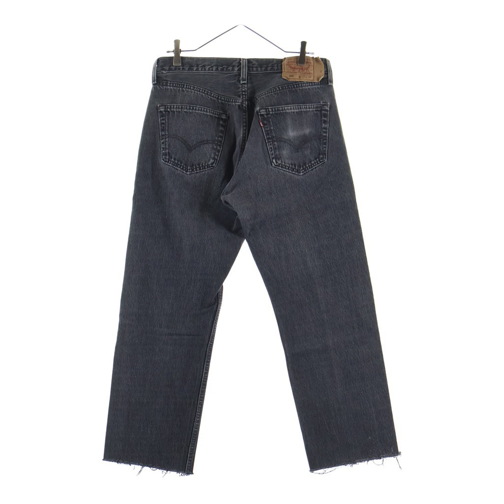 Levi's(リーバイス) 90S 501 ボタン裏刻印522 スモールe 後染め USA製 カットオフ デニムパンツ ブラック