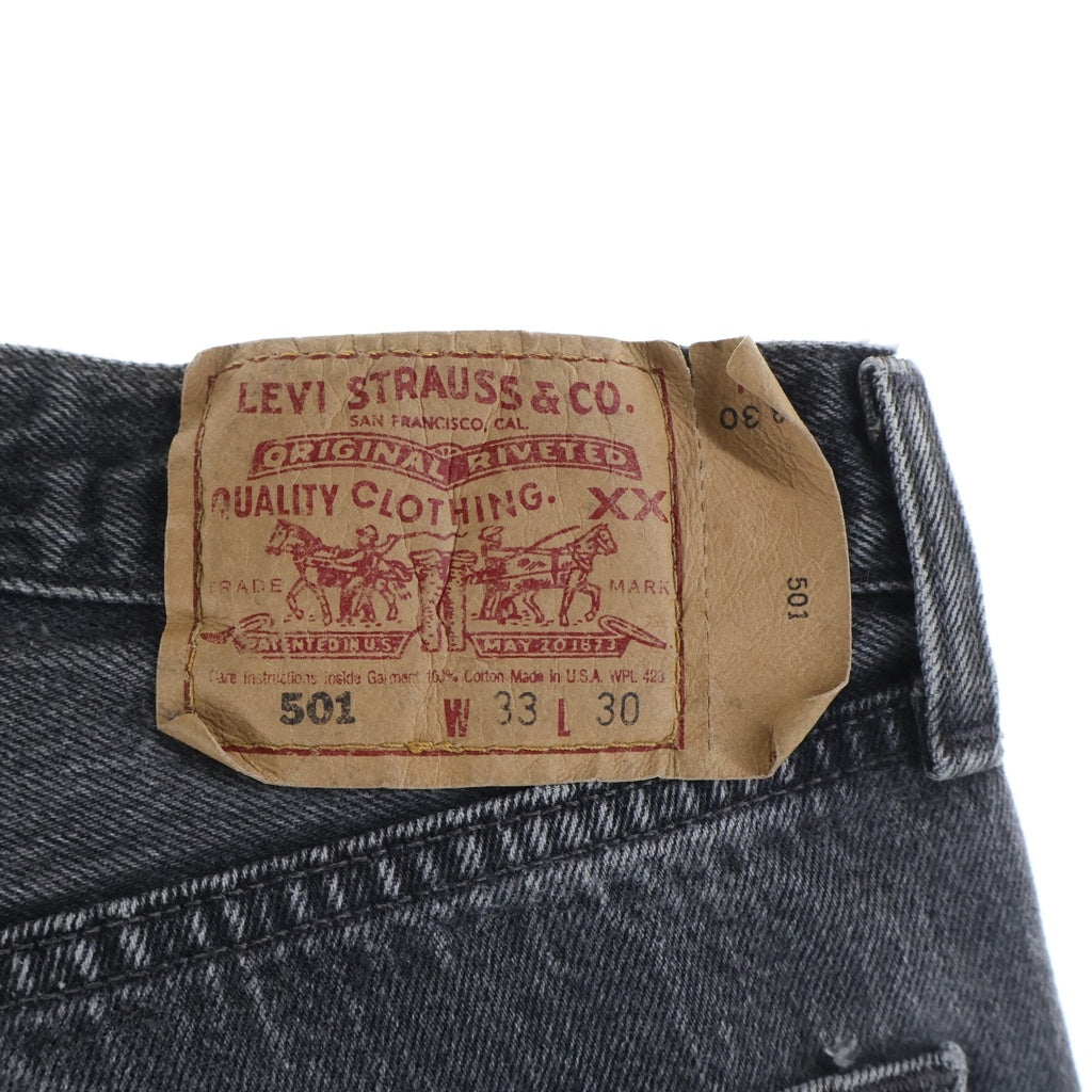 Levi's(リーバイス) 90S 501 ボタン裏刻印522 スモールe 後染め USA製 カットオフ デニムパンツ ブラック