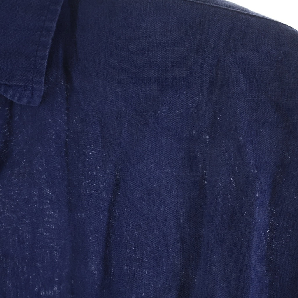 POLO RALPH LAUREN(ポロラルフローレン) 90S PRATT LINEN L/S SHIRT プラット リネン ロングスリーブ シャツ ブルー