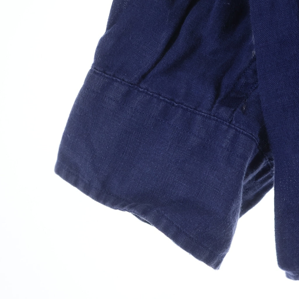 POLO RALPH LAUREN(ポロラルフローレン) 90S PRATT LINEN L/S SHIRT プラット リネン ロングスリーブ シャツ ブルー