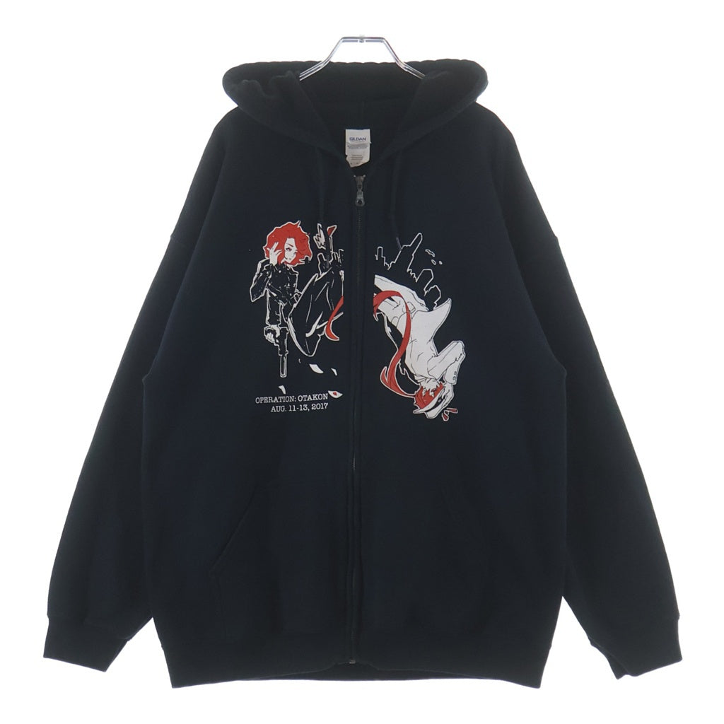 VINTAGE(ヴィンテージ) 00S OPERATION OTAKON 2017 ANIME ZIP UP HOODIE PARKA 両面プリント アニメ イラスト ジップアップ フーディー パーカー ブラック