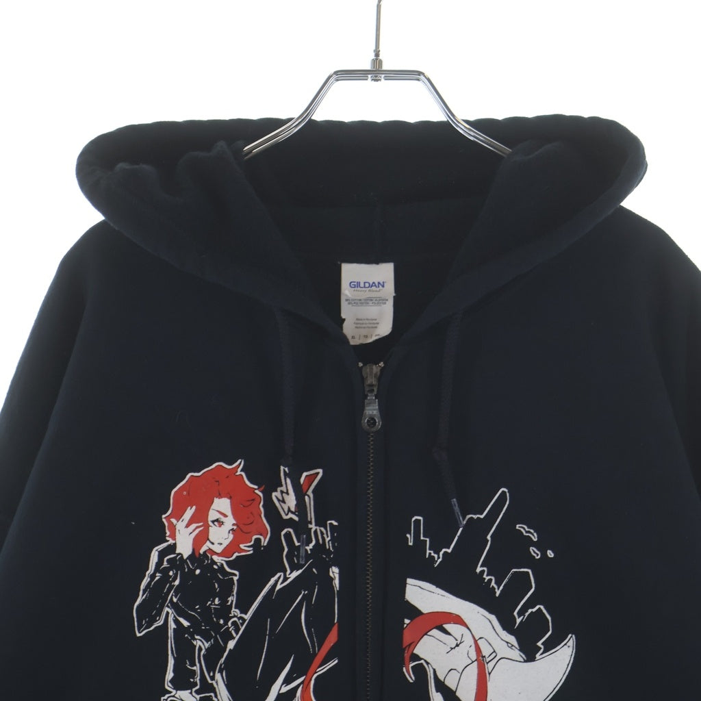 VINTAGE(ヴィンテージ) 00S OPERATION OTAKON 2017 ANIME ZIP UP HOODIE PARKA 両面プリント アニメ イラスト ジップアップ フーディー パーカー ブラック