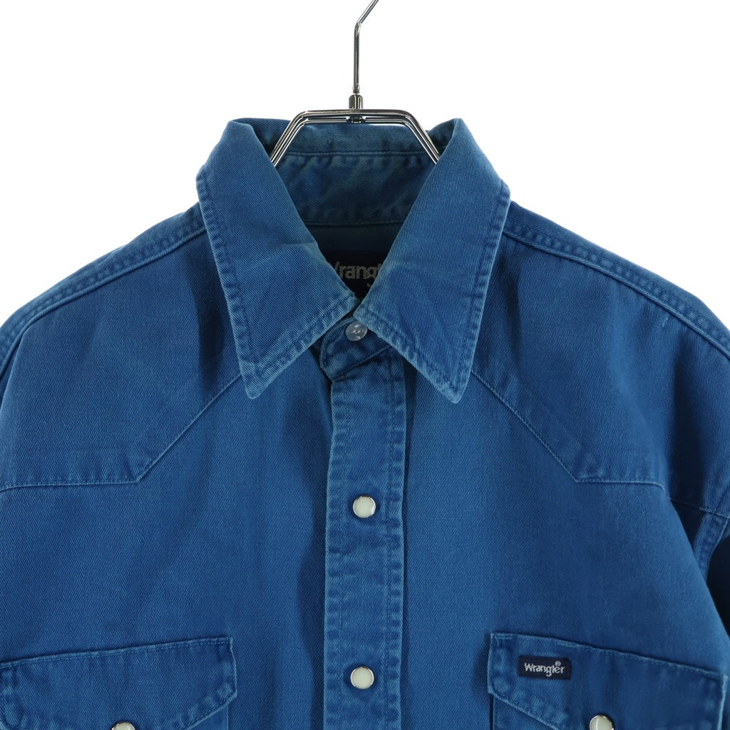 Wrangler(ラングラー) 80-90S WESTERN L/S SHIRT ウエスタン 長袖 シャツ ブルー