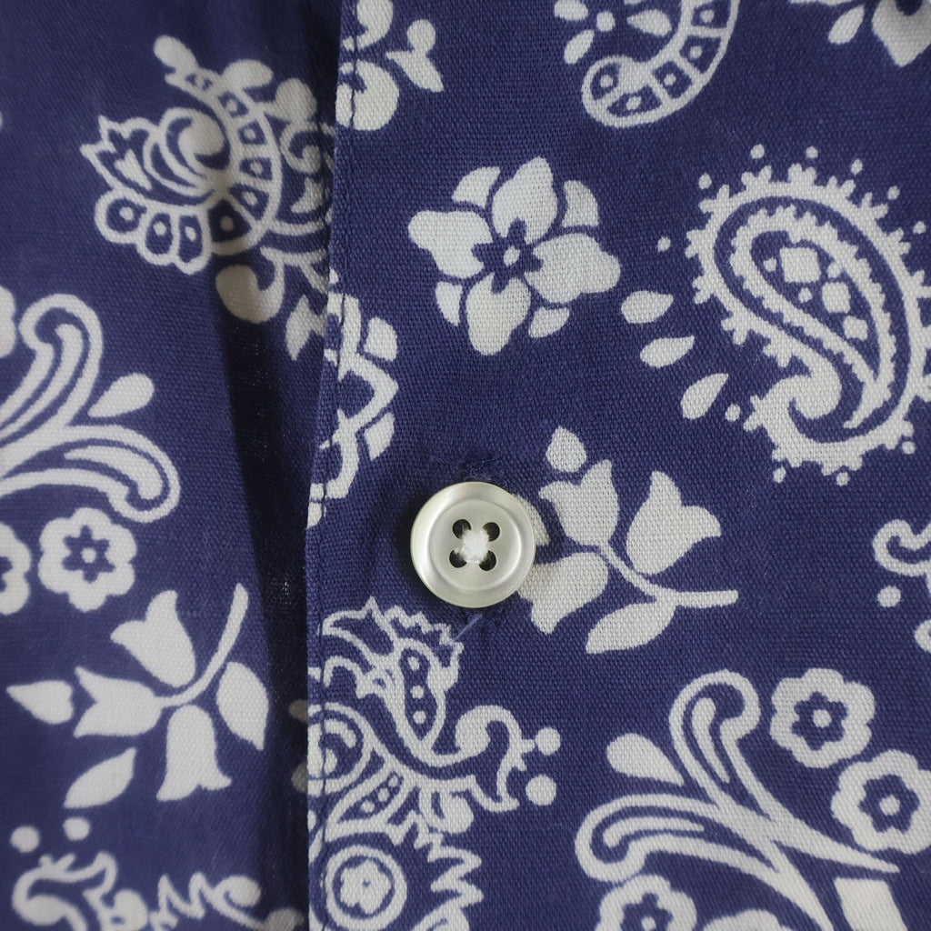 GAP(ギャップ) 90S OLD PAISLEY L/S SHIRT デカタグ 総柄 ペイズリー 長袖シャツ ネイビー/ホワイト